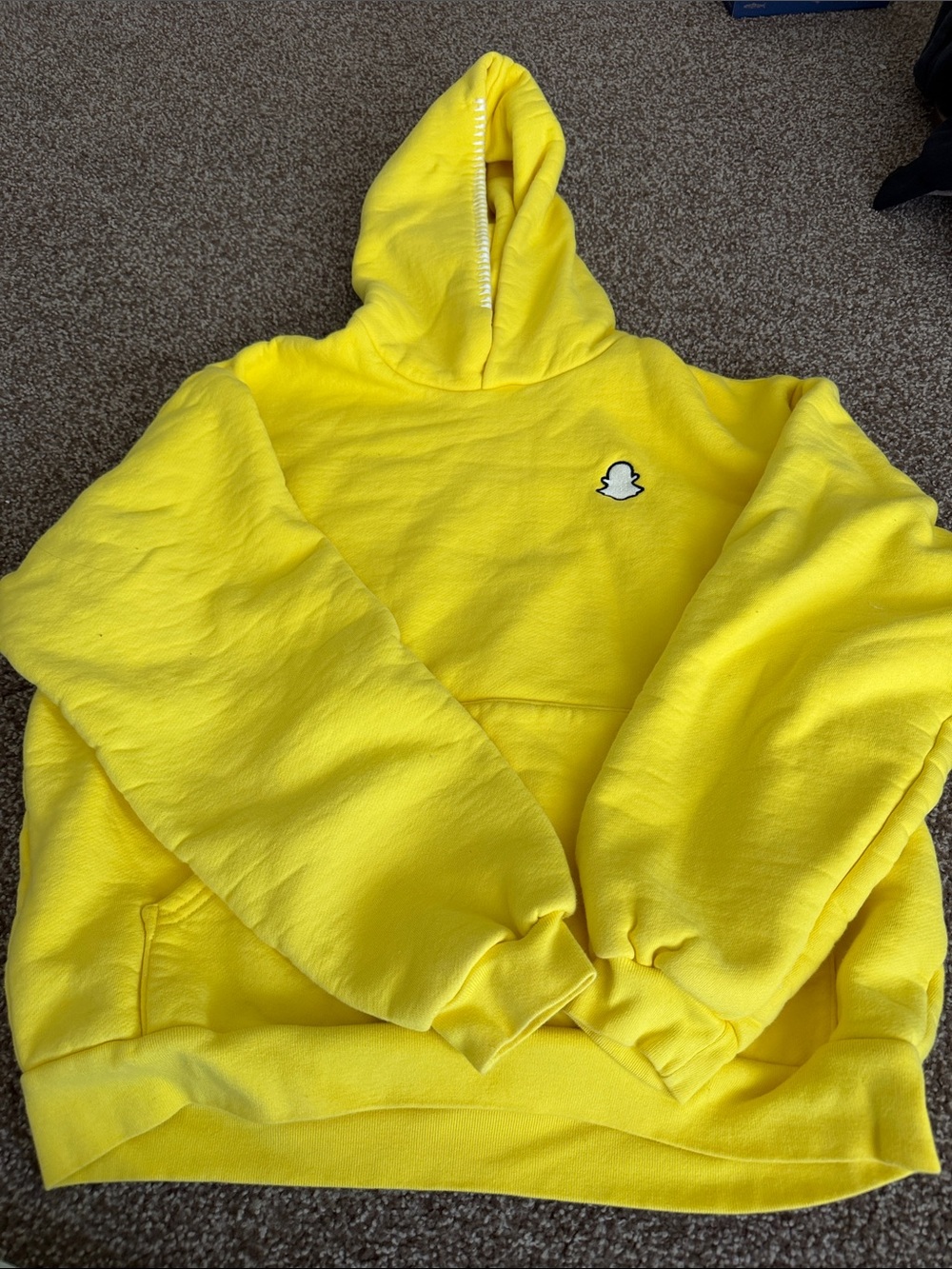 Madhappy Bright Yellow Crewneck Hoodie with White Snap Icon